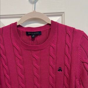 Brooks Brothers Pink Crew Neck Sweater with Cable Knit
